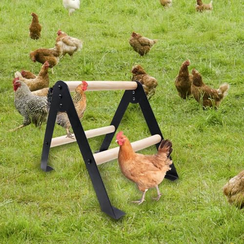Chicken Roosting Bars, Wooden Perch with Metal Stand, Roosting Bars for Coop, Coop Accessories, Chicken Enrichment Toys