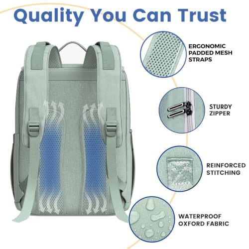 Baby Diaper Bag Backpack - Baby Bag for Boys & Girls, Large Waterproof Diaper Backpack - Toddler Diaper Bag with Changing Pad, Boy Baby Shower Gifts for Mom - Newborn Stuff, Baby Essentials - color: H. Mint, style: Classic