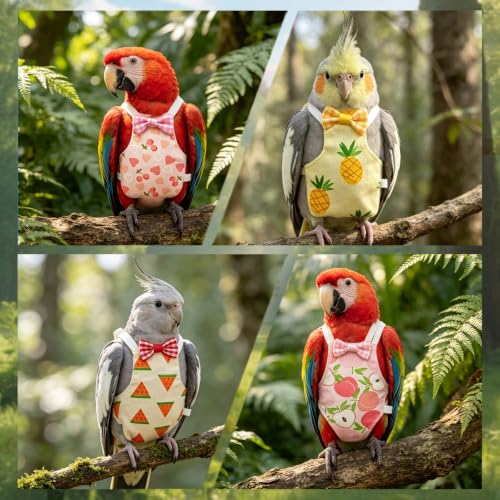 4Pcs Reusable Waterproof Bird Diaper Suit, Cute Pet Nappy Clothes for Parrot Duck Chicken Pigeon Small Pets (M) - size: M