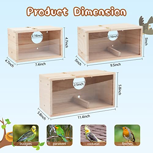 Parakeet Nesting Box,Transparent Cockatiel Nesting House(M) | Detachable Wooden Pine Bird Nest,Breeding box for Parrot, Lovebirds, Budgie, Conure, and Other Small Birds - size: M