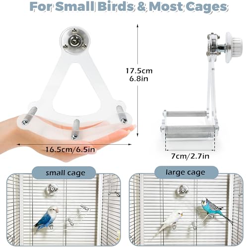 Bite-Resistant Acrylic Rocking Bird Nail Trimming Perch Stand | Easy to Clean, Interactive Bird Toys for Parakeets for Cage, Budgie Puzzle Toys for Parrots, Bird Enrichment Toy for Lovebird