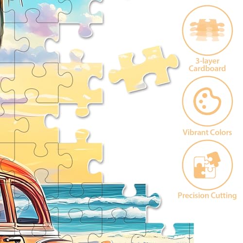 500 Piece Puzzle for Adults, Beach Store Puzzle, Recycled Cardboard Car Dog Jigsaw Puzzles 500 Pieces, Challenging Puzzles Game Home Decor Birthday Party Gift Toy for Seniors 20.5 * 15 inch - style: Beach Store