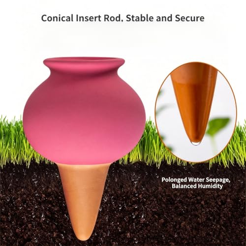 4PCS Terracotta Self Watering Spikes, Globes Shaped Watering Planter Insert | Automatic Plant Waterer Outdoor&Indoor Use, Vacation Clay Watering Devices System, Slow Release Self Watering Planter Insert - color: Small Bottle Necks Set (Pack of 4)
