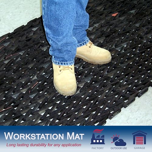 Durite Outdoor Door Mat, Recycled Tire-Link Welcome Rubber Patio or Entrance Front Door Mat, 17" x 25", Heavy Duty, Long Lasting, Durable, Sturdy, Easy to Clean, Herringbone Weave, Black