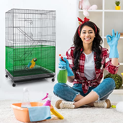 Shappy Large Bird Cage Seed Catcher,Bird Cage Cover Net Skirt Guard,Adjustable Soft Airy Mesh Net for Parrot Parakeet Macaw(118 x 15 Inch/ 300 x 37 cm,Green) - color: Green, size: 118 x 15 Inch/ 300 x 37 cm