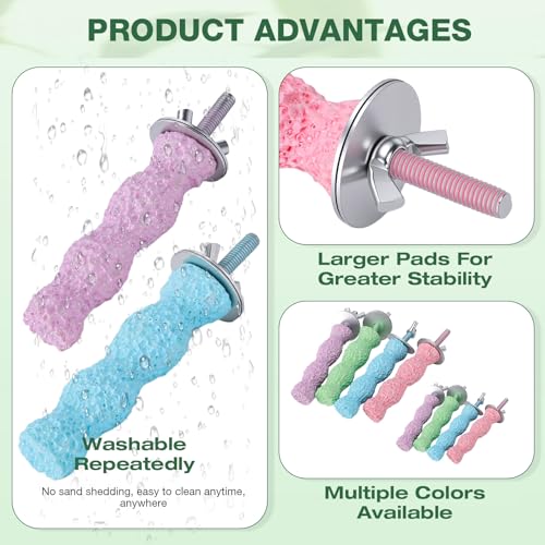 Bird Beak Grinding Stone,4PCS Anti-Slip Bird Beak Trimmer Bird Perches for Cage,Parrot Perch Nail & Beak Grinder,Parakeet Beak Grinding Stone for Budgies,Parakeets, Cockatiels,Conures (Large (Wavy))