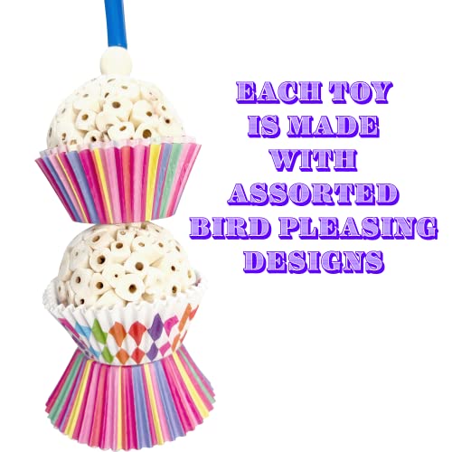 1564 Double Tutu Chew - Handcrafted Hanging Sola Wood Shreddable Bird Cage Toy, Handmade Sola Wood Balls, Bakery Grade Cup Cake Cups, Foraging Fun for Med Size Pet Birds - size: Double Tutu