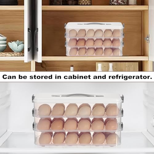 BSTKEY Deviled Egg Containers with Lid, 3 Layer Deviled Egg Platter Carrier Trays for 36 Eggs, Fridge Stackable Portable Egg Holder with Handle for Home Kitchen Party Easter Picnic - size: 3 Layer