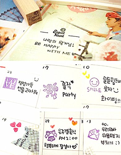 Diary Stamp Set,Wooden Rubber Signet for Children DIY Scrapbooking Planner Card Making(25pcs,Love Heart) - color: Love(25pcs)