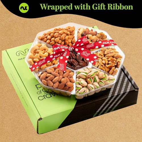 NUT CRAVINGS - Get Well Soon, Mixed Nuts Gift Basket (7 Assortments) | with Get Well Soon Ribbon Food Platter, Healthy Snack Care Package, Food Assortments - style: 5. Get Well - Deluxe (7 Assortment)