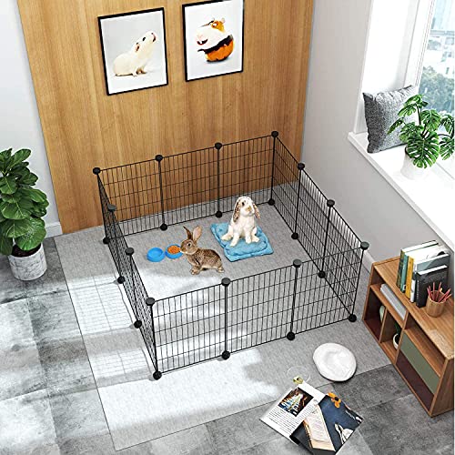 C&AHOME Pet Playpen, Small Animals Supplies, 12 Panels, 12" × 15" Black | Exercise Playpens Cage, C Grids Portable Yard Fence Indoor, Guinea Pigs, Puppy Pet Products, DIY Metal - color: Black, style: 12 Panels