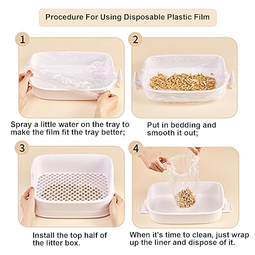 Disposable Small Animal Cage Liner Rabbit Litter Box Liners Tray Film Bags | Quick Cleanup Leak-Proof Pet Toilet Plastic Film Liner for Rabbit Guinea Pig Chinchilla Bird Cage & Litter Pan - style: 50 PCS, L+W+D<24''