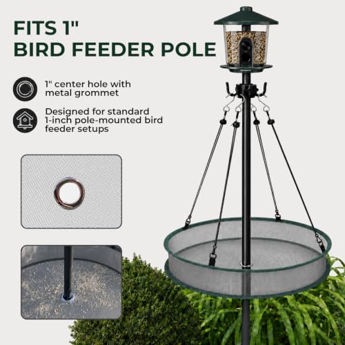 20 Inch Bird Seed Catcher Tray for 1 Inch Pole with Center Hole | 4 Inch Deep Breathable Mesh, Improved Seed Collection, Cleaner Outdoor Spaces, Pole Hook Included