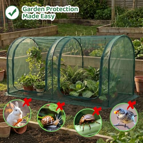 Crop Cage for Garden,98"x49"x49" Tunnel Plant Netting Cover with Zipper,Garden Bed Cover for Protection for Vegetables Fruits,Garden Cage for Plant and Animal