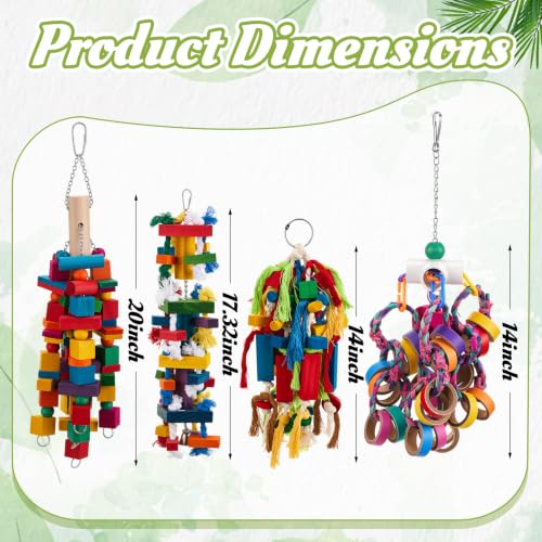 Seenelling 4 Pcs 3 Pcs Extra Large Bird Toys for Parrots,Mixed - style: Mixed