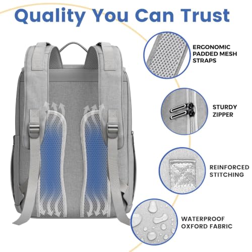 Baby Diaper Bag Backpack - Baby Bags for Boys & Girls, Large Waterproof Diaper Backpack - Baby Shower Gifts & Registry Must Haves - Travel Diaper Bags with Changing Pad & Back Zipper - Baby Boy Stuff - color: P. Light Gray, style: Classic