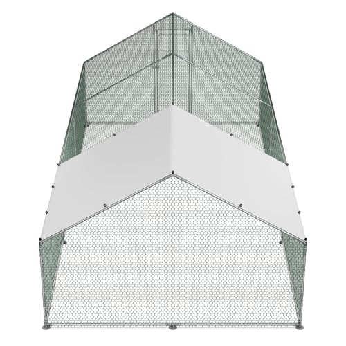 VEVOR Large Metal Chicken Coop, 19.7x9.8x6.5ft Walk-in Chicken Runs for Yard with Cover, Spire Roof Hen House with Security Lock for Outdoor and Backyard, Farm, Duck Rabbit Cage Poultry Pen - size: 236.2"L x 118.1"W x 66.7"H