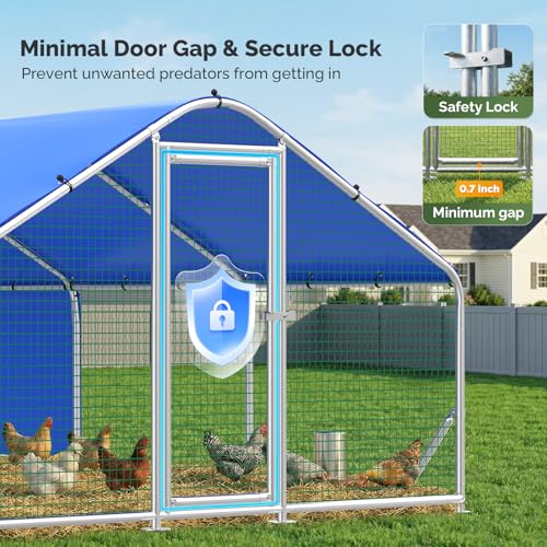 Sino Luban Large Metal Chicken Coop Run with Hardware Cloth Anti-Rust for 30 Chickens/Ducks, Chicken Runs for Yard with Waterproof Cover, Chicken Enclosure Pen Outdoor, Walk-in Poultry Cage - size: 17.8' L x 8.8' W x 6.4' H