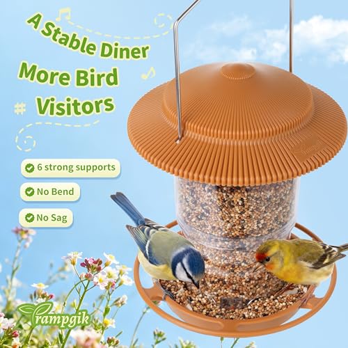 Outdoor Bird Feeder, Retractable Bird Feeder Hanging, Metal Hanger, Rainproof & Leak-Proof, Terracotta, Pack of 2 - color: Terracotta, Retractable Hanging， Pack of 2