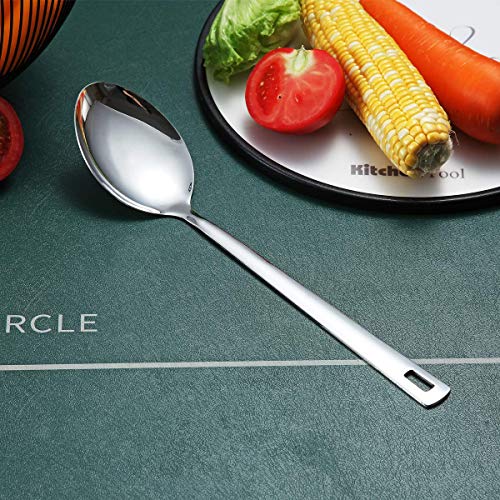 Cooking Spoon, Berglander Stainless Steel Solid Serving, Basting Spoon For Cooking, Kitchen Non-Stick And Heat Resistant, Dishwasher Safe, Easy to Clean - size: C. Solid Spoon