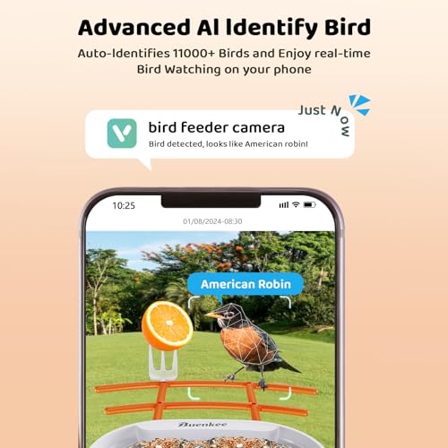 Smart Bird Feeder with Camera, 2K HD, AI Bird ID, Solar Powered | Auto-captures backyard visitors, sends real-time alerts, stores clips on 64GB card and includes DIY add-ons for bird lovers