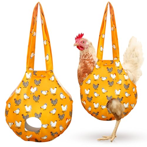 Paterr 2 Pack Chicken Holder Bag, Chicken Carrier Sling Catching Hand Bag Hen Sling with Handle Farm Supplies for Hen Rooster Transport Traveling Hiking Driving(Yellow,13.5 x 13.5 Inch) - color: Yellow, size: 13.5 x 13.5 Inch