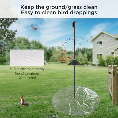 2 PCS 47.24 Inch Bird Seed Catcher for Pole & Ground - Clear PE Outdoor Mat for Under Bird Feeder, Waterproof Bird Feeder Seed Catcher Tray for Ground, Lawn Protector for Garden Patio