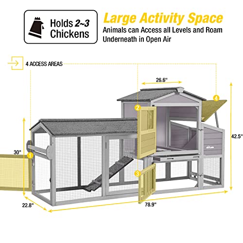 Aivituvin Chicken Coop Large Hen House with Wheels and Nesting Box for 2-4 Chickens 80.6" L