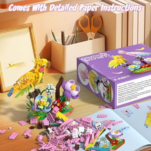 aphpaio Love Birds Building Toy Set, Valentines Day Gift for Lover Adults | Cockatiel Lover Birds Building Blocks, Home Love Decor ,Valentines Day Easter Birthday for Mom Lover Adults Kids
