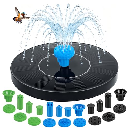 1.5W Solar Fountain, with with 6 Black & 6 Blue & 6 Green Nozzles - color: 6 Black + 6 Blue + 6 Green Nozzles