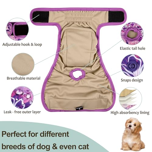 Female Dog Diapers - Premium Reusable Diapers for Doggie in Heat - Highly Absorbent for Pet Incontinence with Adjustable Snaps Butterfly, S - color: Butterfly, size: Small（New Born-11.5“Waist）