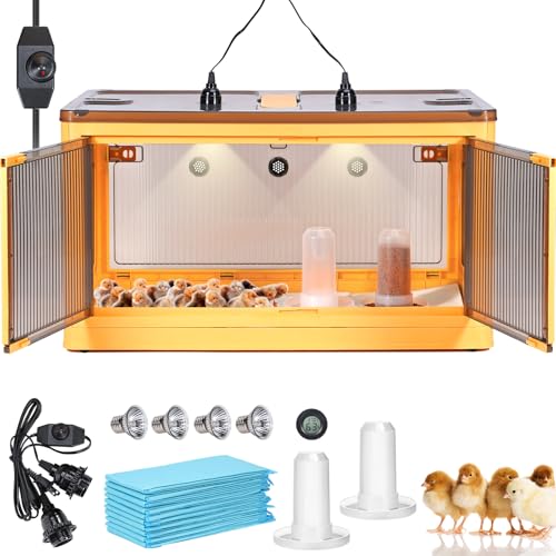 142L Chicken Brooder Box for Chicks Kit with Heater Chicks Warmer Brooder Plate Ducks Tent Pen Thermometer for 30 Ducks Bedding Indoor Quail Brooder (142L) - size: 142L