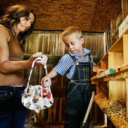 Eggs Collecting Bags, Egg Collecting Basket, Eggs Gathering Basket Canvas Egg Bags for Chicken Hen Duck Goose Housewife Garden Transporting Storage(COLOR:white)