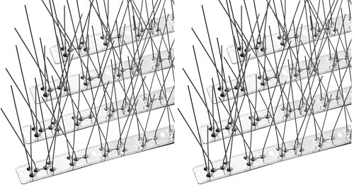 OFFO Bird Spikes with Stainless Steel Base, Durable Bird Spikes Arrow Pigeon Spikes Fence Kit for Keeping Small Bird, Crows and Woodpeckers Away, Covers 3.4 Feet(1.04m) (Pack of 2) - size: 3.4 Feet (Pack of 2)