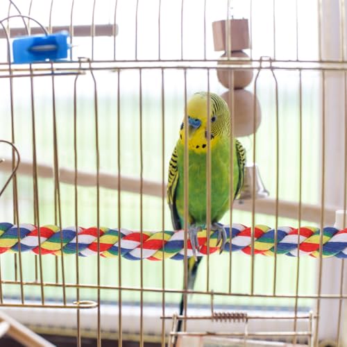 Colorful Bird Rope Perch Stand, Birdcage Swing Spiral Toys, Bird Climbing Standing Bungee Rope Perches Chew Toys Cage Accessories for Cockatiels Parrots Birds (24 inch /60 cm) - size: 24 inch /60 cm