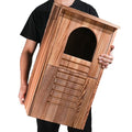 Barred Owl House, 25" Extra Large Owl Bird Box Handmade | Wooden Circular Opening for Outside with Mounting Screws and A Bag of Wood Shavings, Easy Assembly Required - color: brown, size: 14"x24.8"