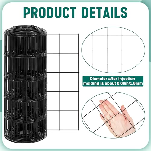 Gisafai 16 Gauge Galvanized Welded Wire Fence 2 ft x 50 ft PVC Coated Hardware Cloth, 2.36" x 2.36" Mesh, Heavy Duty Garden Fencing Roll for Yard Chicken Dog, Deer Cattle & Animal Protection(Black) - color: Black, size: 2 ft X 50 ft