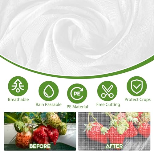 Unves Garden Netting, 10' x 50' Ultra Fine Mesh Bird Netting for Garden | Insect Mosquito Net for Patio Protection, Pests Bugs Plant Covers for Vegetable Plants Fruit Trees Berry Bushes - size: 10 x 50 Ft x 1 pc