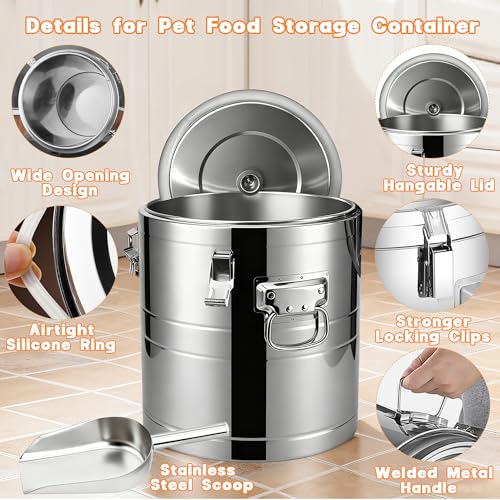 UPSKYPET35lb Dog Food Storage Container, Airtight Stainless Steel | Extra Large Capacity, Rust-Proof, Moisture-Proof, Deters Pets from Opening & Stealing Food, Easy to Clean, Keeps Food Crispy - size: 35lb