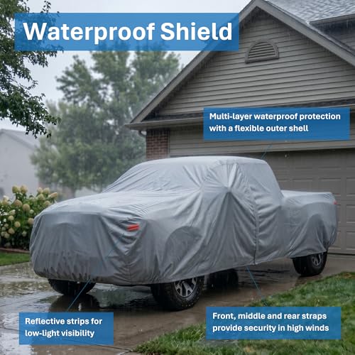 EzyShade Truck Cover Waterproof All Weather. See Truck Size-Chart. Size T4 | Multi-Layer Full Outdoor Pickup Truck Covers. Rain Sun Snow UV Dust Protection. Silverado, F150, RAM 1500 - See Size Chart - color: Reflective, size: T4 - see Vehicle Size Chart