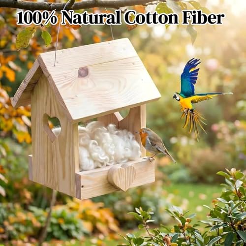 Natural Nesting Material,100% Natural Cotton Fiber,Eco-Friendly Animal Bedding,Bird Nesting Material for Hummingbirds,Parrots,Squirrels,Hamsters,Other Wild Birds & Animals,Gifts for Bird/Nature Lovers - color: White