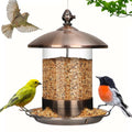 Gbekery Metal Bird Feeders for Outdoors Hanging, Weather Resistant Wild Bird Feeder with 360 Degree Feeding Tray, Copper - color: Copper