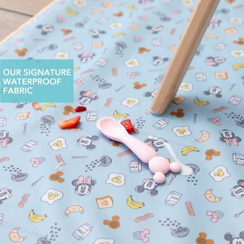 Bumkins Disney Baby Splat Mat for Under High Chair, Babies Toddlers Eating Mess Mat, Waterproof Reusable Cloth for Arts and Crafts, Play Mat for Kids, Floor or Table, Fabric 42inx42in, Mickey & Minnie - color: C5 Mickey & Minnie
