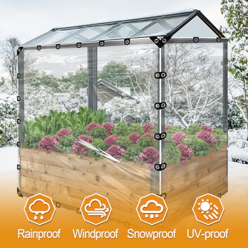 10x10ft Anti-Tear Clear Tarp Waterproof - 2pcs Windproof Poly Tarpaulin, Heavy Duty Transparent Enclosure with Grommets for Covering Chicken Coops Greenhouse Garden Plants - size: 10x10ft