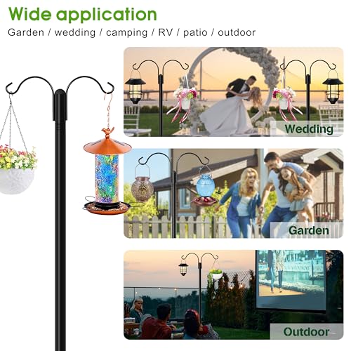 Shepherds Hooks for Outdoor, 2-Pack 60 Inch Heavy Duty Bird Feeder Pole, Garden Pole for Hanging Plants, Lantern, Hummingbird Feeder, Hanging Plant Stand with 5 Base Prongs - size: 60 Inch, style: Style D