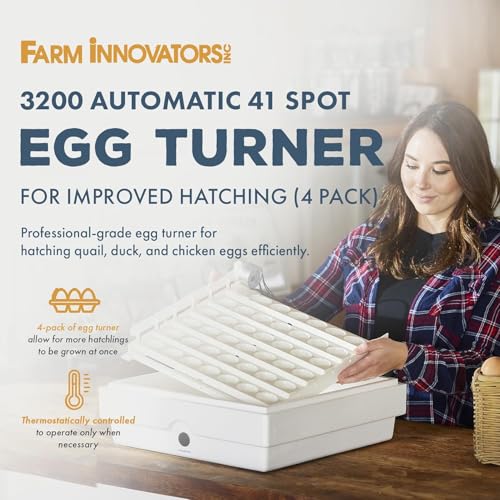 Farm Innovators 3200 Automatic 41 Spot Egg Turner for the Bottom of Incubators to Eliminate Manual Handling and Improve Hatching Rate, White (4 Pack) - size: 4 Pack