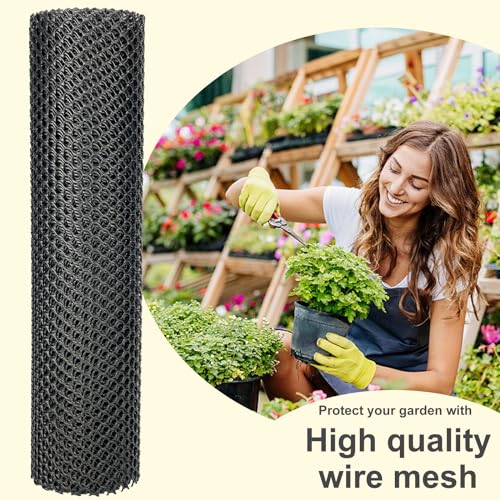 Plastic Wire Mesh Fence 16in x 10Ft Plastic Chicken Wire Mesh for Poultry, Dogs, Rabbit, Snake Barrier & Gardening Versatile Plastic Fencing (16in x 10Ft, Black) - color: Black, size: 16in x 10Ft