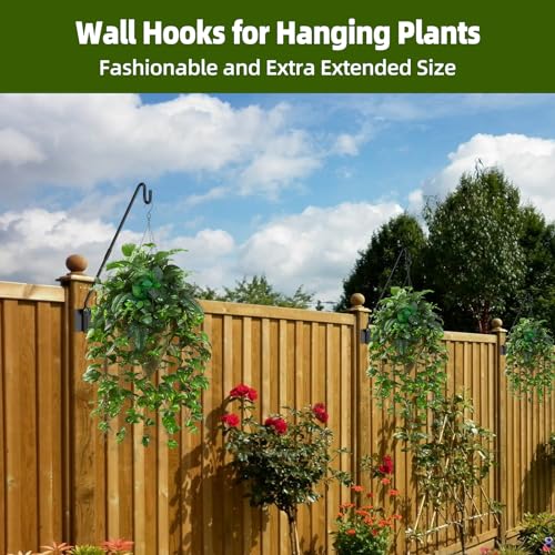 Deck Hook Wall Mount, Heavy Duty Metal Plant Hanger 360° Rotating | Shepherd Bracket For Bird Feeder, Flower Baskets, Lanterns | Extended Arm, Rust-Resistant For Deck, Patio & Garden Use - size: Wall Mounted