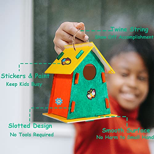 ILHSTY 6 Pack Large DIY Bird Houses Kits for Kids, Kids Crafts Wood Houses for Crafts Class Parties, DIY Crafts and Art Birdhouse Kits for Children to Build & Paint (6)