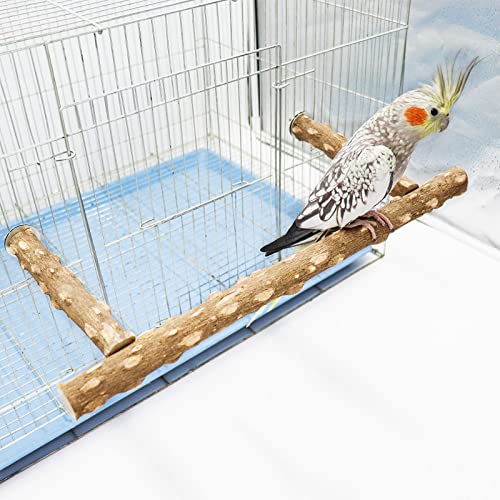 Large Natural Pepper Wood Parrot Stand Branch, Wooden Perch for Parakeet Cockatiels Conures Lovebirds Budgies, Birdcage Accessories 15.66.7 Inches